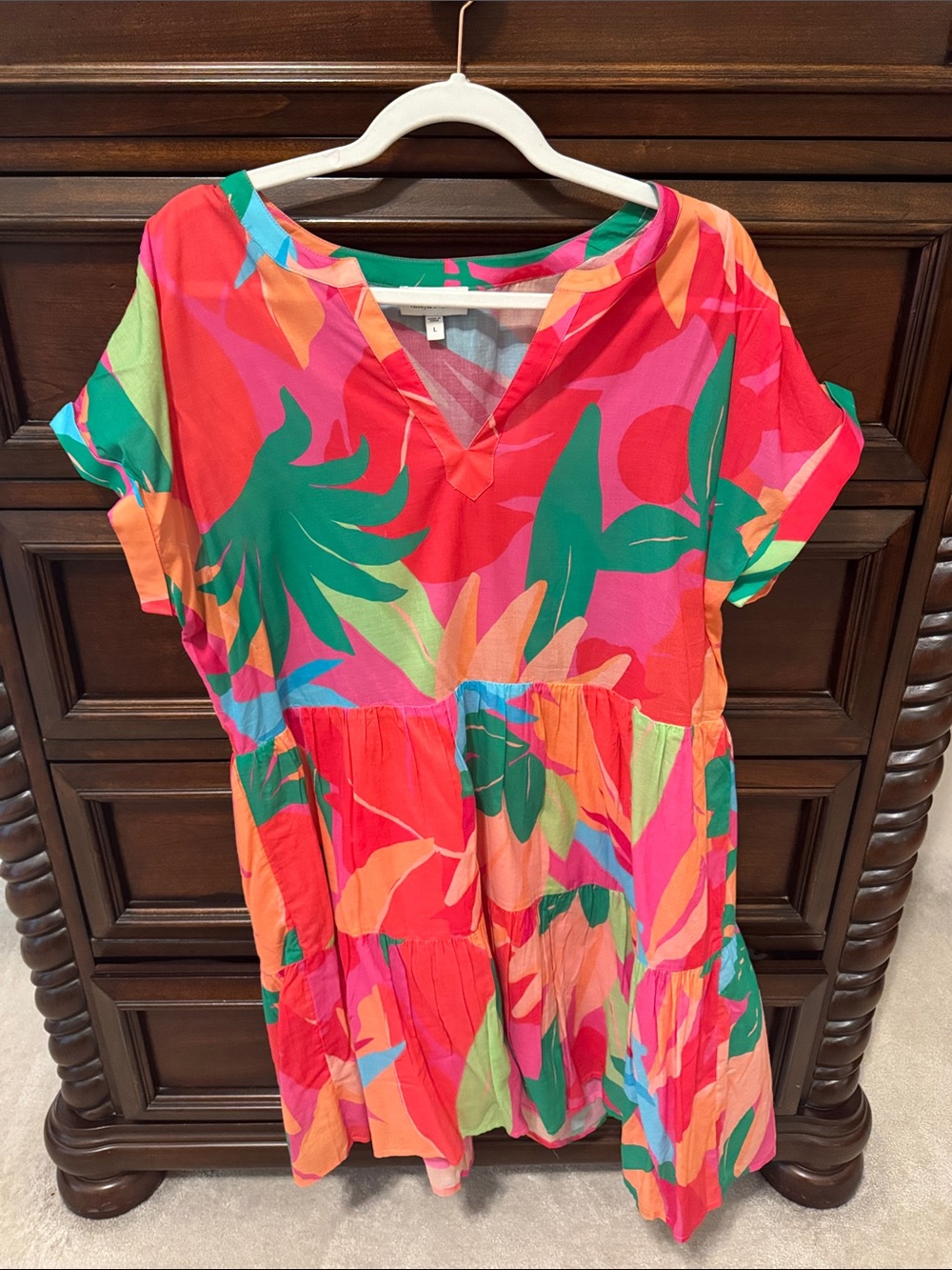 Vineyard Vines Pink Tropical Leaf Print Dress